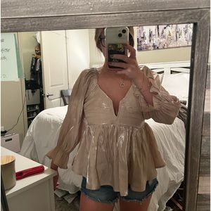 GOLD shimmer dressy top lavish boutique